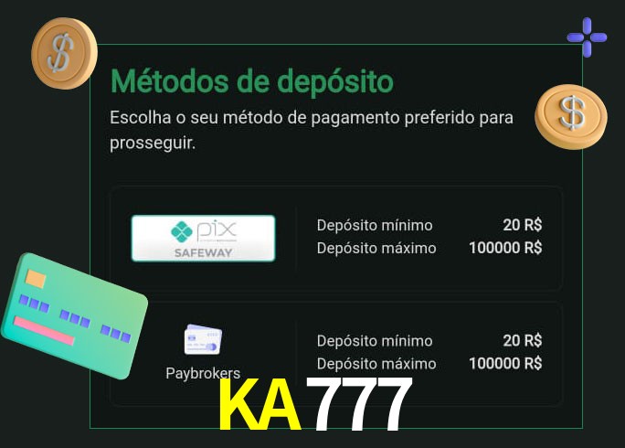 O cassino KA777 oferece uma grande variedade de métodos de pagamento